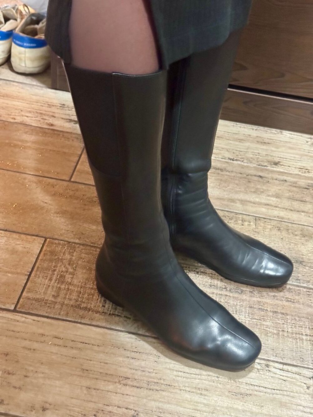 Prada Black Leather Knee Boots